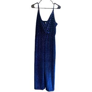 Topshop Blue Sparkle Velvet Jumpsuit - Size 12